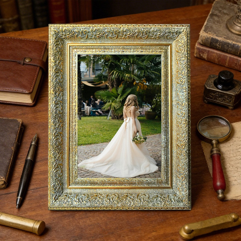 Cadre photo sophistiqué 3 pièces 5 "x 7" or antique pour cadeaux de mariage