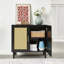 Side Panel Buffet Cabinet With Natural Rattan Door