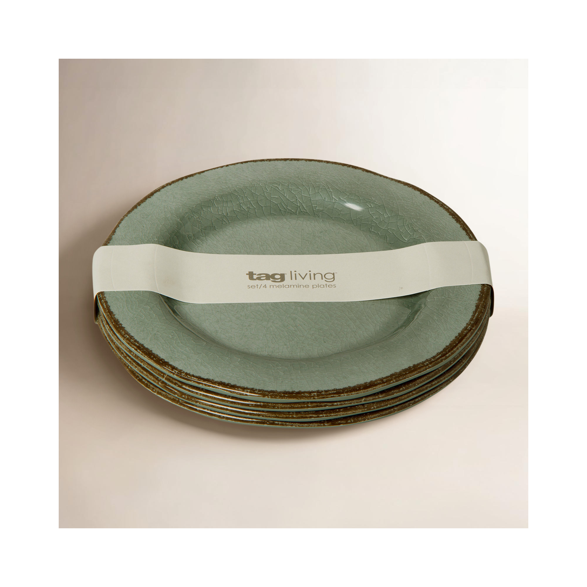 Veranda Melamine Salad Plate Set Of 4, Light Gray, 0.5" H x 9" L x 9" W
