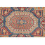 Tapis rouge / beige / bleu en laine noué à la main de conception unique 5 pi 8 po x 8 pi 3 po New Age