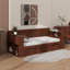 Lit de jour double avec bureau amovible, tiroirs de rangement et table d'appoint hydraulique-1880744140-1880744138
