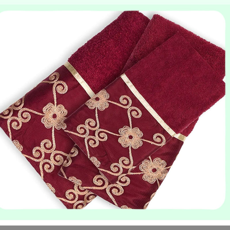 LuxuraSoft Burgundy Towels - Vlegant Rosa Collection, 21 x 12