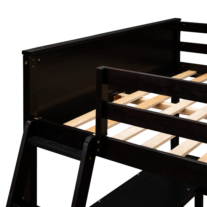 Lit mezzanine double avec bureau, cadre pour une chambre à coucher pratique, tablettes et bureau - Finition. Fabrication en bois de pin durable. Aucun sommier tapissier requis. Maximiser l'espace de repos