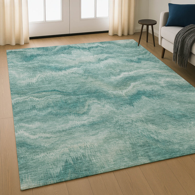 Tapis lavable à la machine de qualité supérieure Mayfield AMF2095, Sarcelle, 5 pi x 7 pi 6 po
