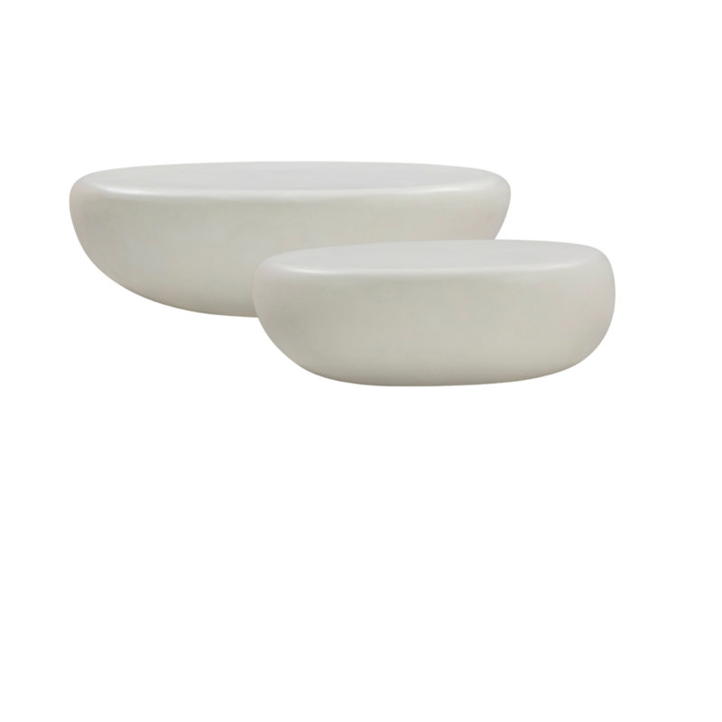 Navarro Indoor Outdoor 2-Piece Coffee Table Set In White Concrete Finish