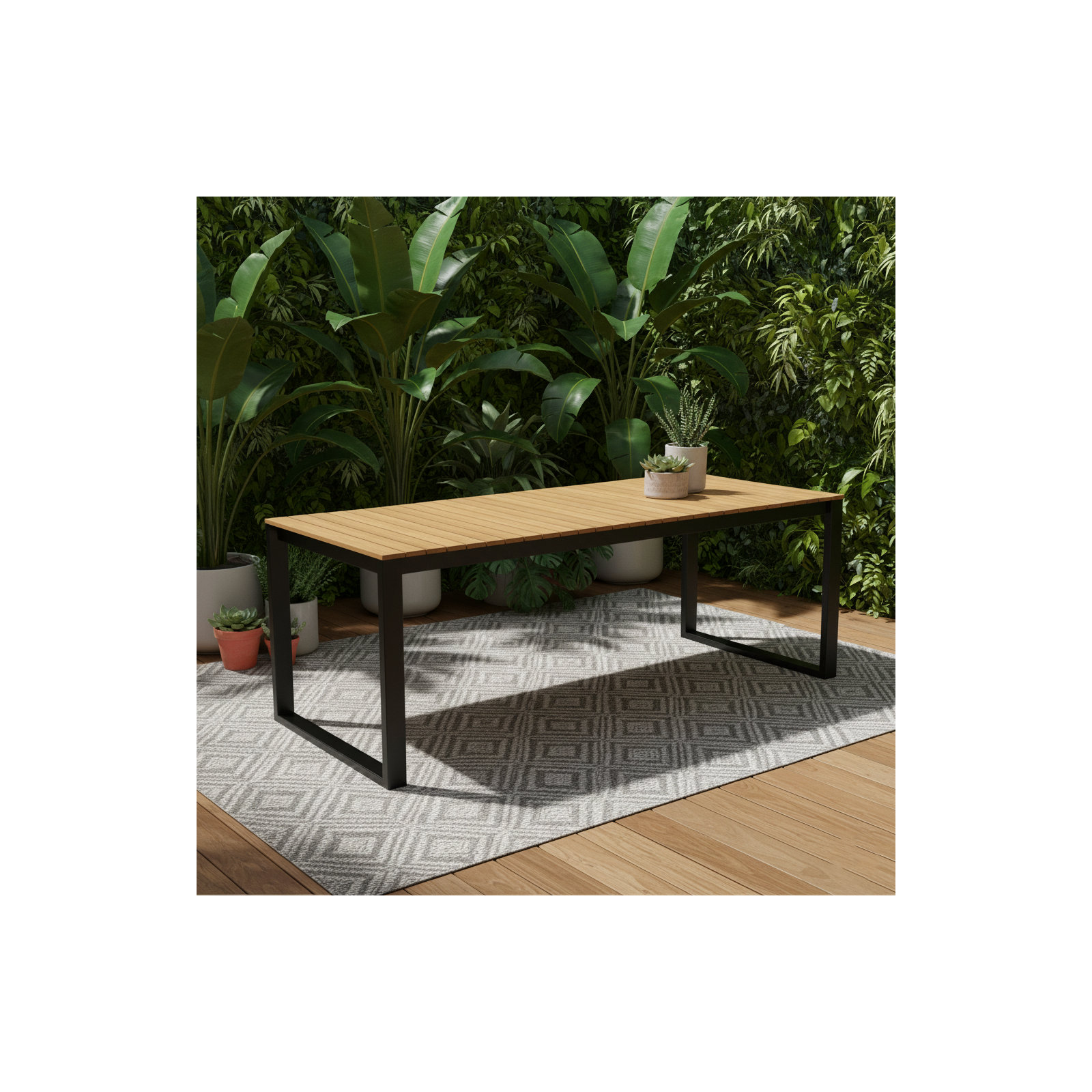 Outdor Patio FSC Teak Wood Rectangular Dining Table