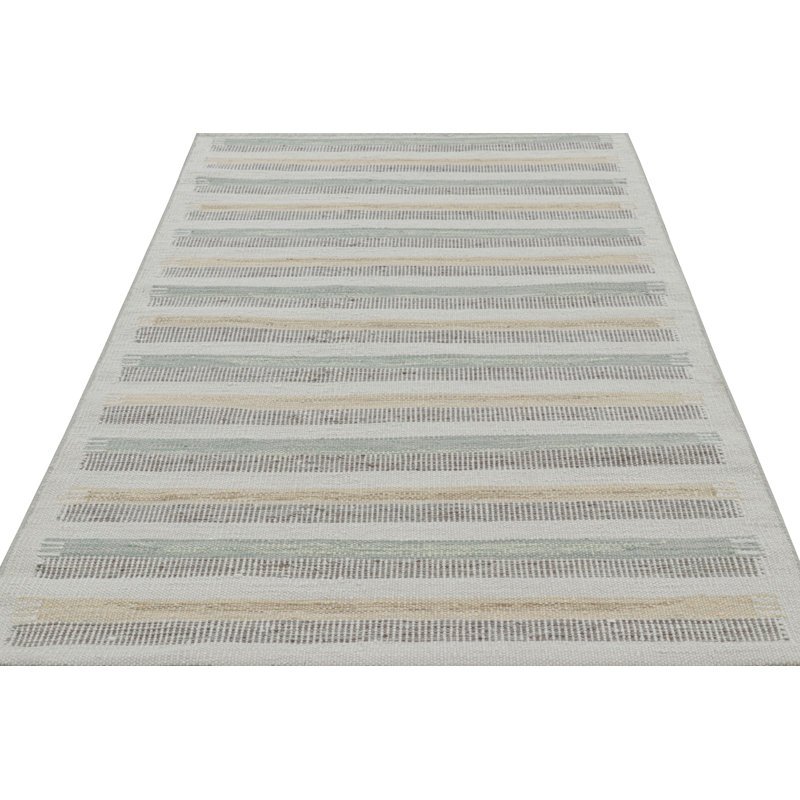 Scandinavian Hand Knotted Wool Geometric Area Rug, Rectangle 9' x 12'