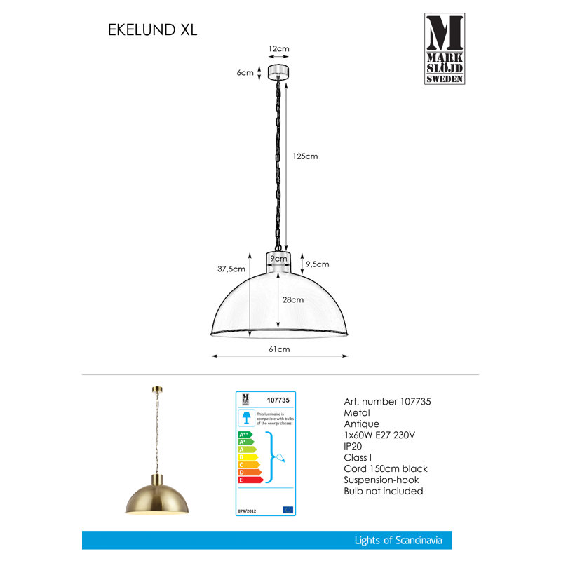 Vance 1 - Light Dome Pendant, Antique Golden