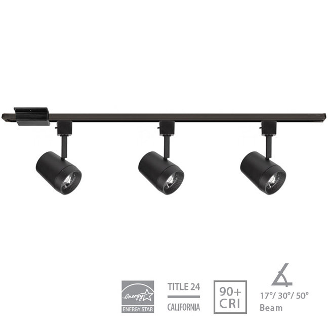 Ocularc 48'' 3 -Light Track Track Kit with Dimmable and Adjustable Head, Black