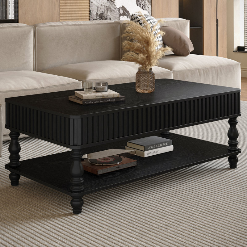 Louise 47.24" Rectangular Lift Top Coffee Table, Black