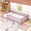 Twin Floor Bed With Safety Guardrails-1777023028