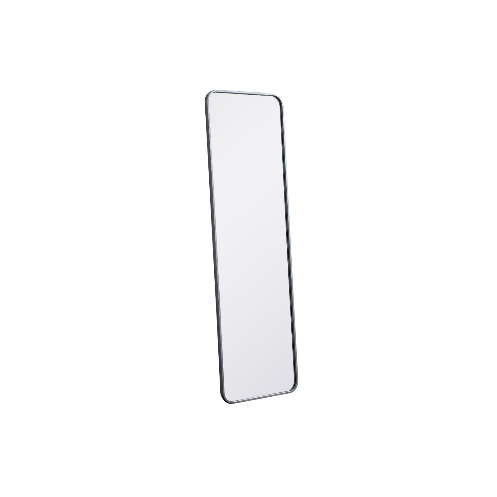 Sabine Metal Rounded Rectangle Wall Mirror, Silver, 60" x 18"