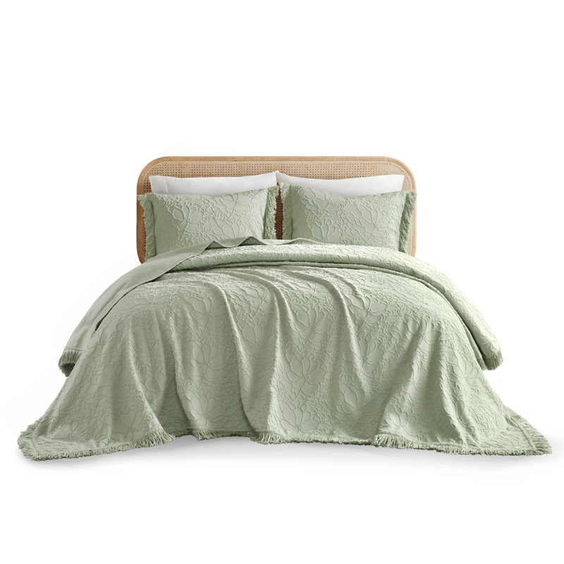 3PCS King Bedspread Set, King Bedspread + 2 King Shams, Green