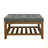 Upholstered Coffee Table Tufted Linen Large Square Ottoman With Beech Wood Shelf And Frame, Oversized Footrest Ottoman