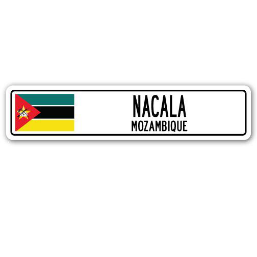 Plaque de rue en aluminium à Nacala, drapeau mozambicain, H 4 po x l 18 po x P 1 po