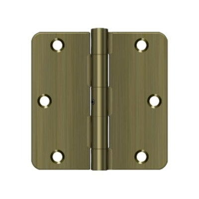3-1/2" x 3-1/2" x 1/4" Radius Hinge, Residential Thickness in Antique Brass Pair