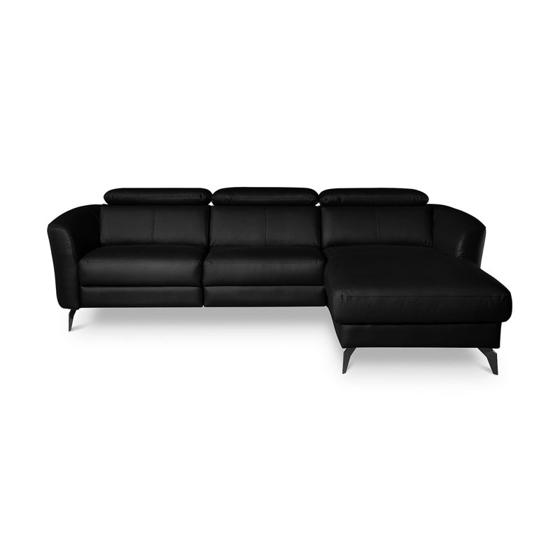 Hales 3 Seater Reclining Corner Sofa , Right Hand Facing, Black