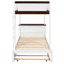 Lit superposé Twintwin à espace amélioré avec bureau, rangement en blanc et noyer pour l'ambiance de la chambre à coucher