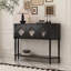 Console demi-cercle en bois massif noir-327508772