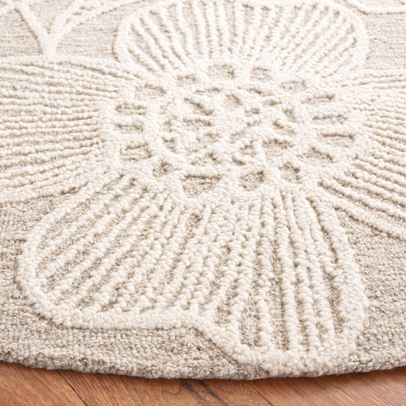 Jardin Hand Tufted Wool Floral Rug, Round 6'