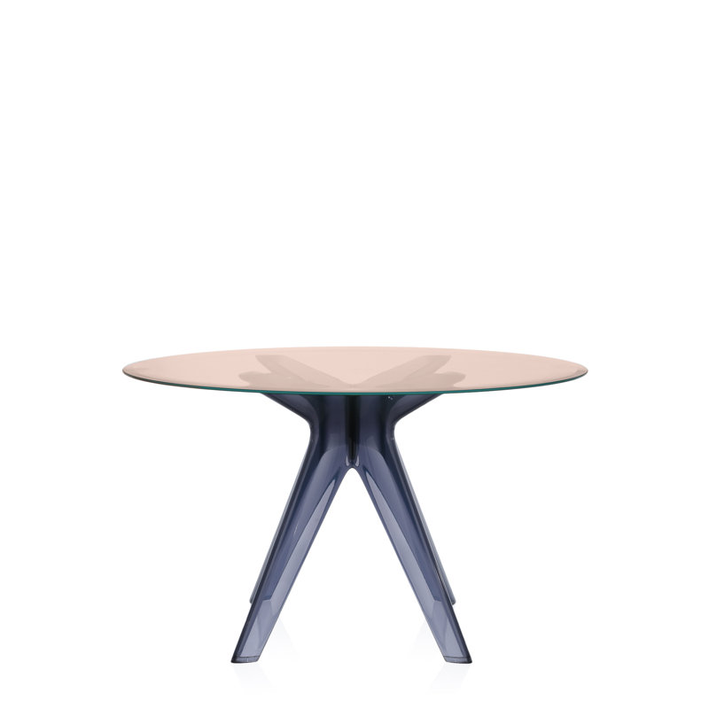 Sir Gio Round Glass Dining Table, Transparent, Pink