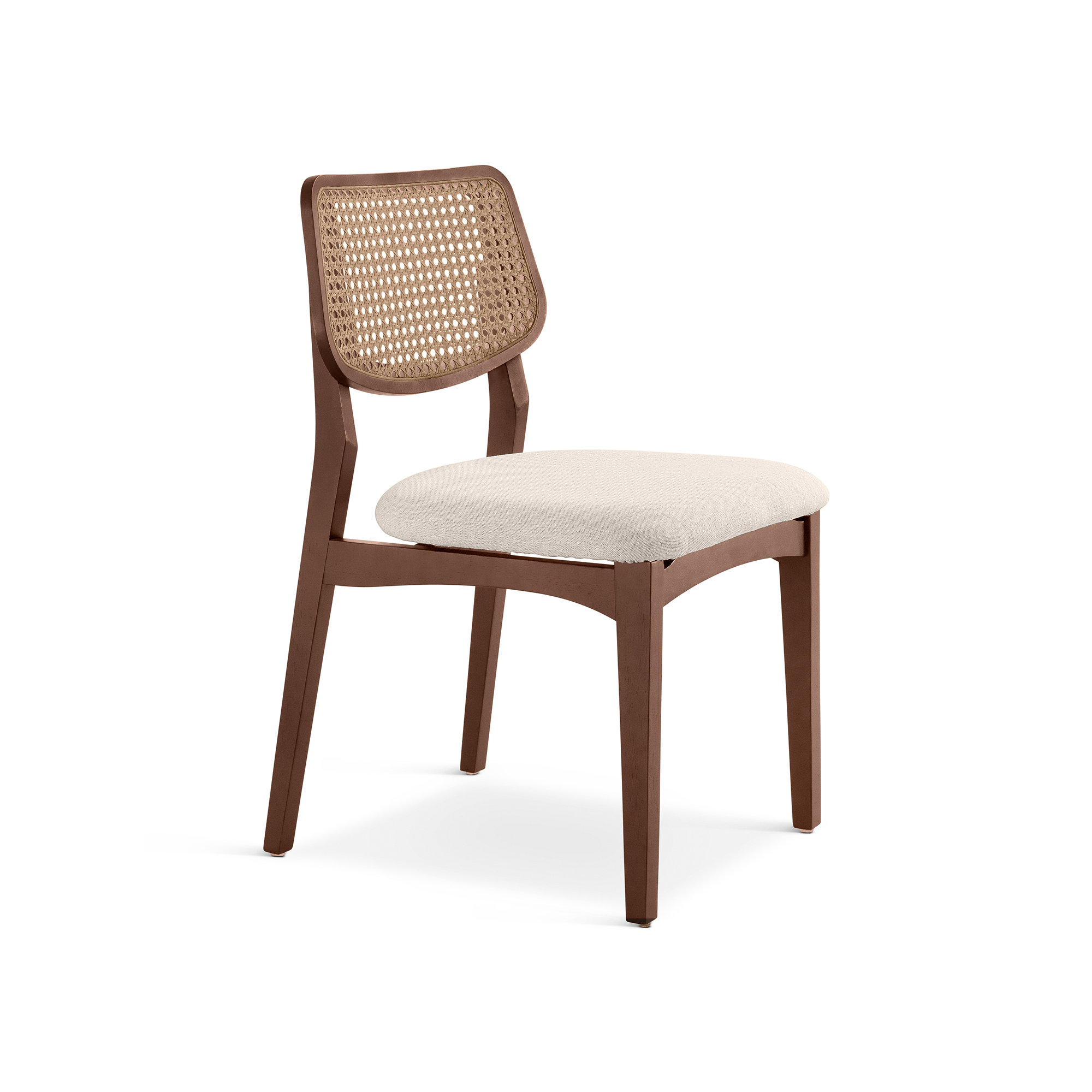 Ena Modern Brazilian - Beth - Cane Side Chair - Seat - Frame - Webbing, Medley Ivory/Nogal/Nogal