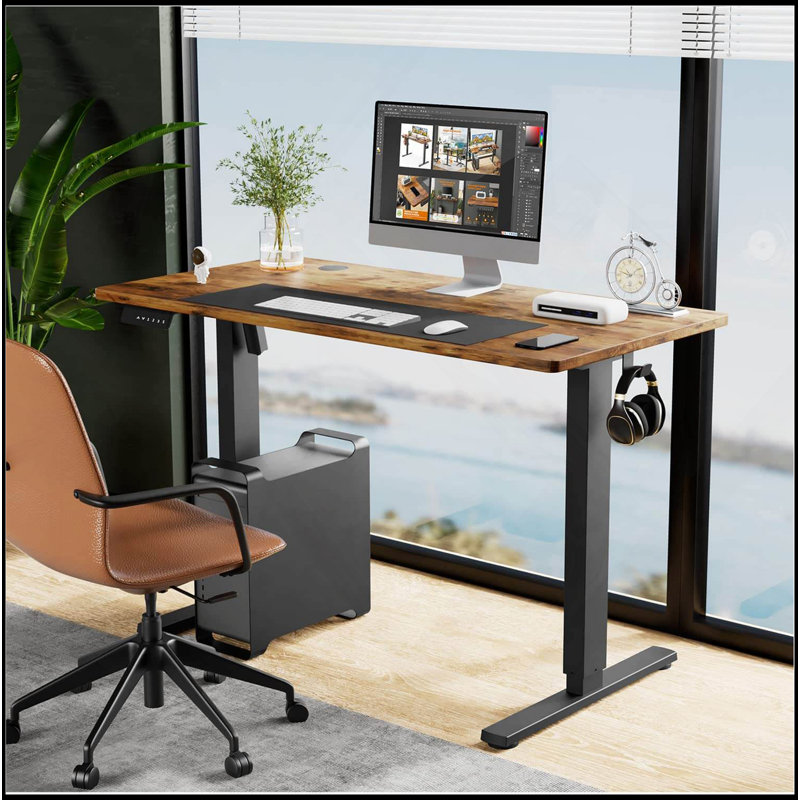 Bureau électrique à hauteur ajustable électrique, bureau d'ordinateur ergonomique assis-debout, H 28 po x l 47 po x P 23 po