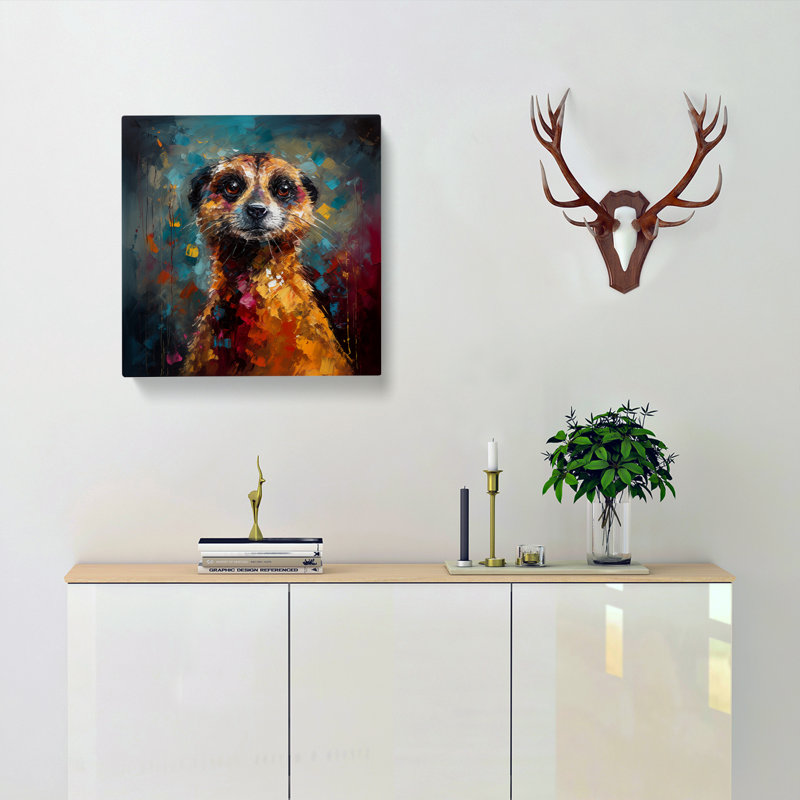 Meerkat Palette Knife - Wrapped Canvas, 50cm H x 50cm W x 3cm D