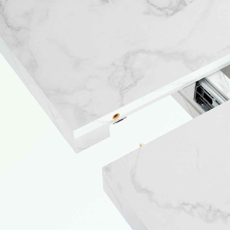 Dining Table with Storage Cabinet, White
