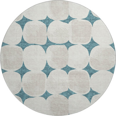 Premium Machine Washable Prisco Teal Rug