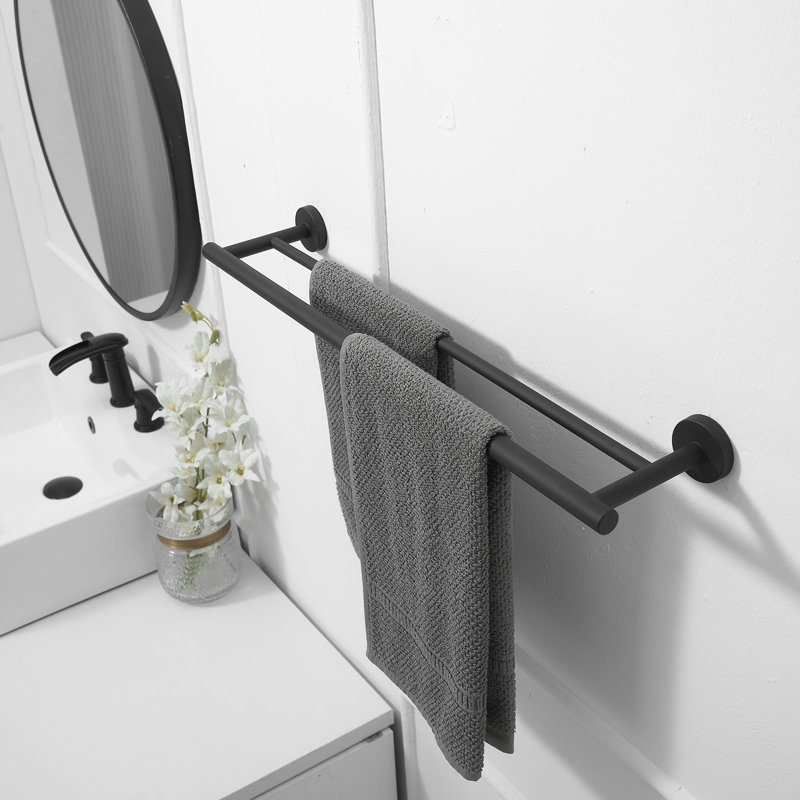 Ensemble de 4 pièces de quincaillerie de salle de bain avec barre à serviettes, porte-serviettes et porte-papier hygiénique en noir mat