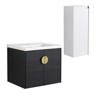 Meuble-lavabo mural moderne simple de qualité supérieure avec lavabo en céramique et armoire d'appoint