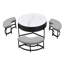 Table basse moderne à plateau relevable avec rangement et 3 repose-pieds blanc et noir-83950160-83950163