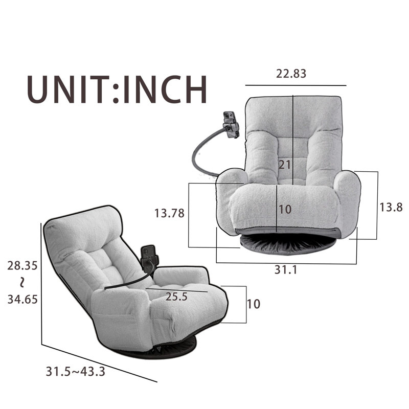 Isabelle & Max 360 Degrees Swivel Gaming Chair with 5 Adjustable Position, Beige
