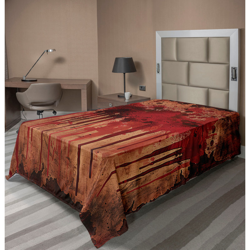 Ambesonne Halloween Top Flat Sheet Rustic Blood Splatter Dark Coral Pale Ruby, Twin Flat Sheet
