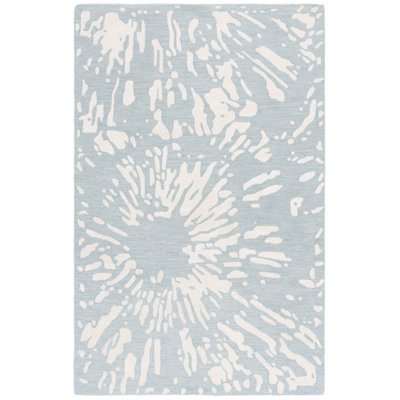 Rodeo Drive 179 Hand Tufted Wool; Viscose Abstract Rug in Ivory/Blue