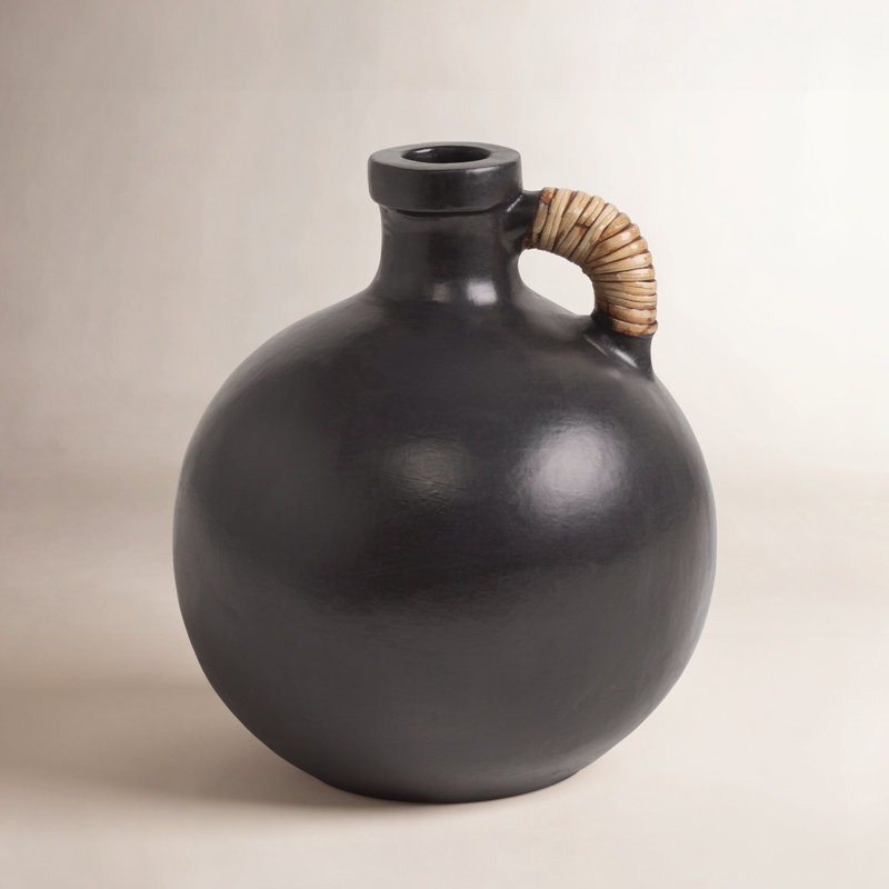 Winslet Terracotta Table Vase, Black, 10.85" H x 9.4" W x 9.4" D