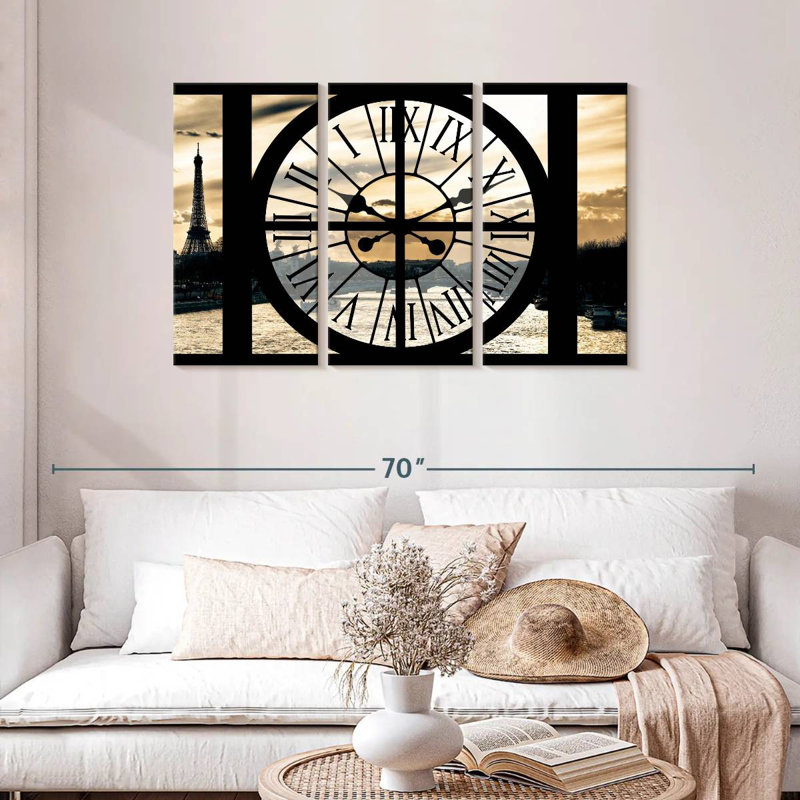 Syd Clock Window - Paris Sunset, 28" H x 45" W