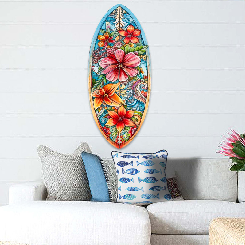 Surfboard Wall Décor, 36" H x 12" W x 1" D