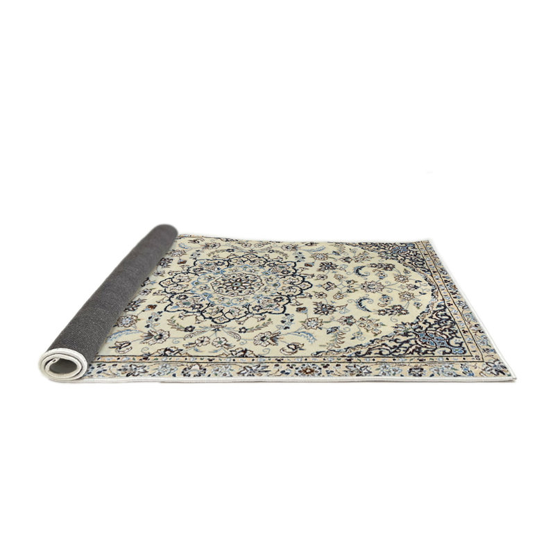 Tapis traditionnel beige / bleu, Rond 5 pi