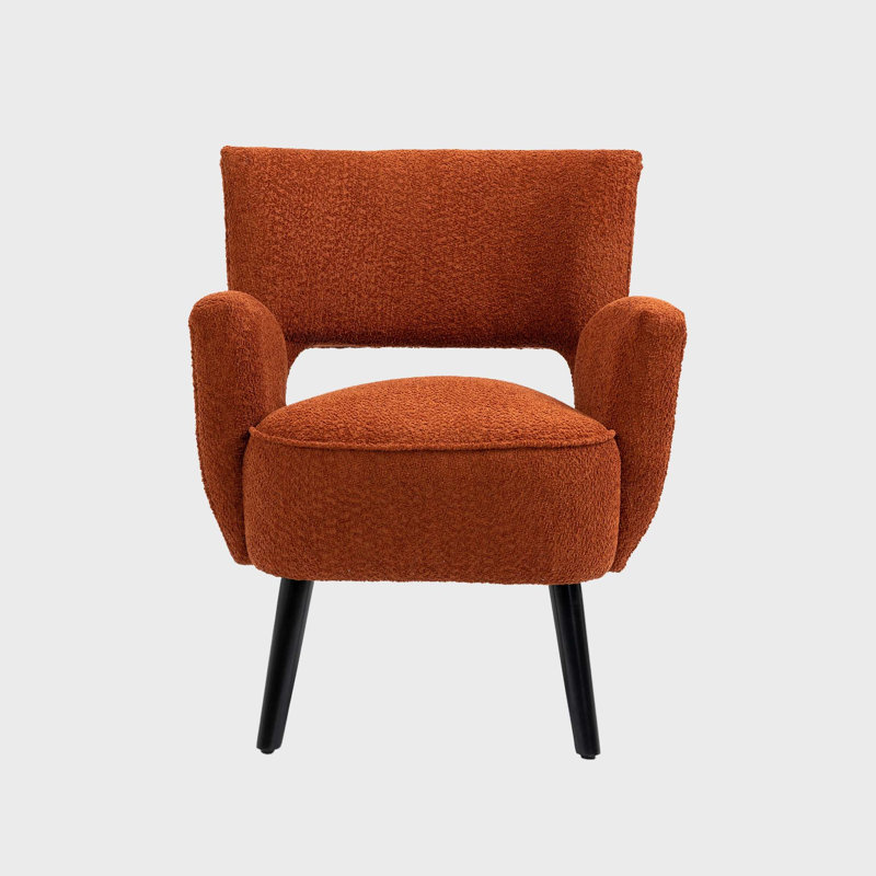 Sonette Accent Arm Chair with Upholstered Seat for Living Room, Orange Velvet