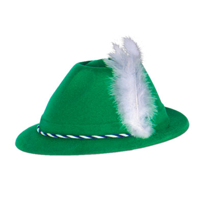 Chapeau tyrolien vert en velours - paquet de 24