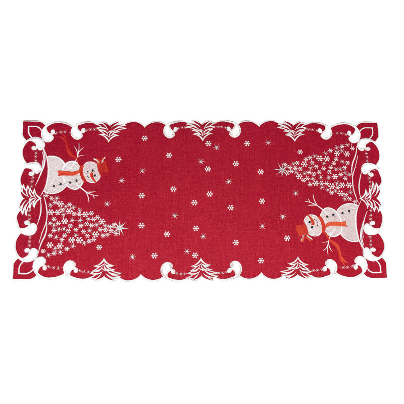 Johnathon Snowman with Snowflakes Trees Runner, 33" x 15"
