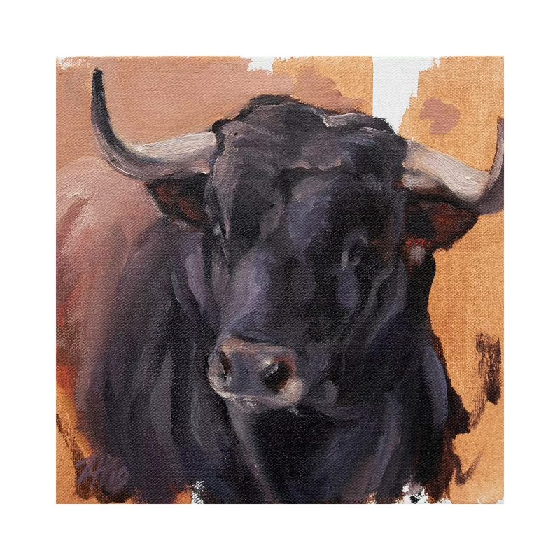 Toro Head Negro (Study 24) by Zil Hoque - Wrapped Canvas Print, 30.48 cm H x 30.48 cm W