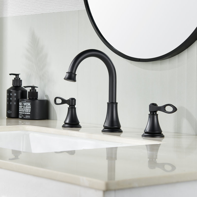 8-inch Widespread Faucet 2-handle Bathroom Faucet with Drain 1.2 GPM, Matte Black