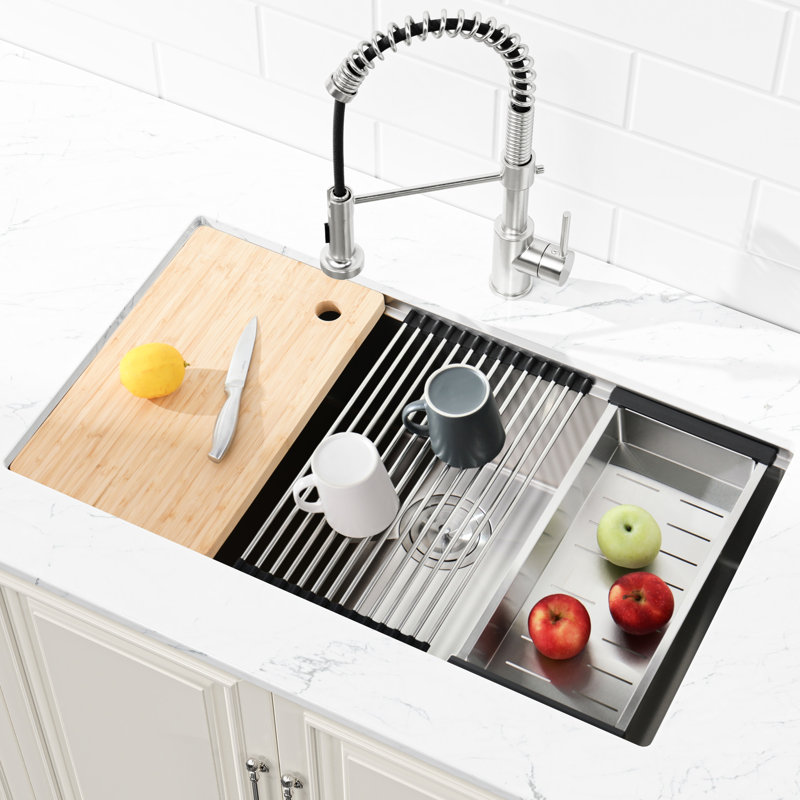 304 Stainless Steel Undermount Sink, 30"X19" Black With Long-Term Shine & Cutting Board Long-Lasting Colander, 20-Gauge