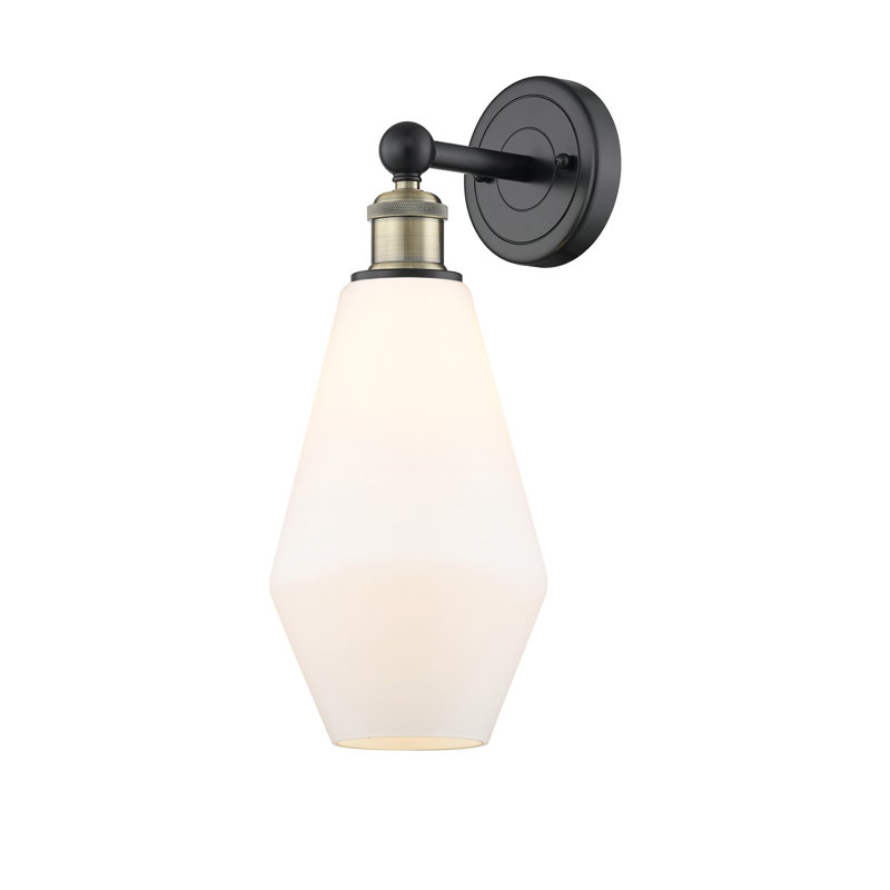 Amylea Armed Sconce, Cased Matte White, Black Antique Brass