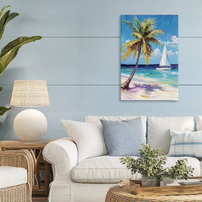 Sailboat Delight with Palm Tree Canvas, design by Petal Prints Design