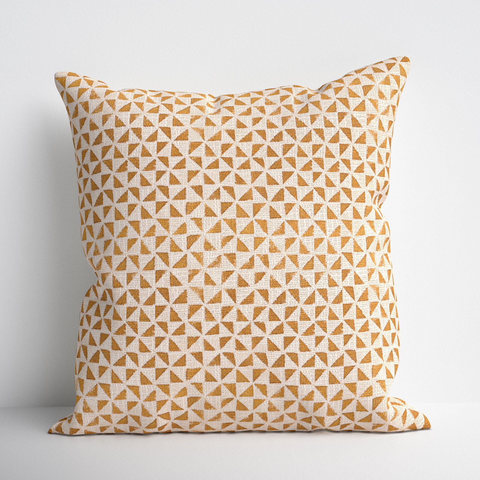 Zetta Geometric Cotton Throw Pillow, Beige/Camel, 22" x 22", Pillow Cover Only - No Insert