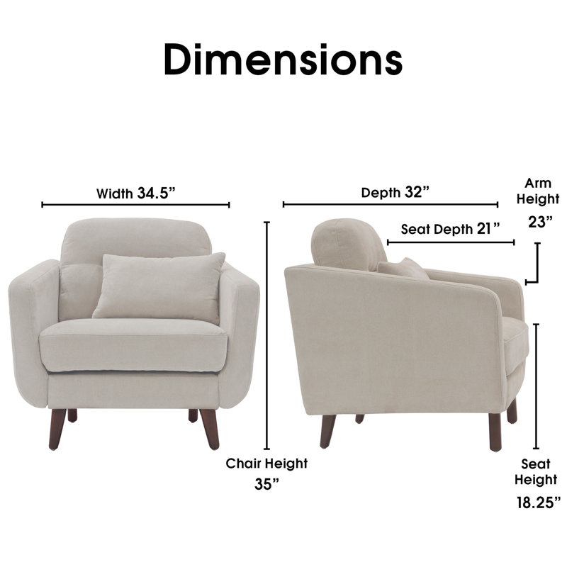 Serta Sierra 34.5" Wide Tufted Polyester Armchair, Ivory